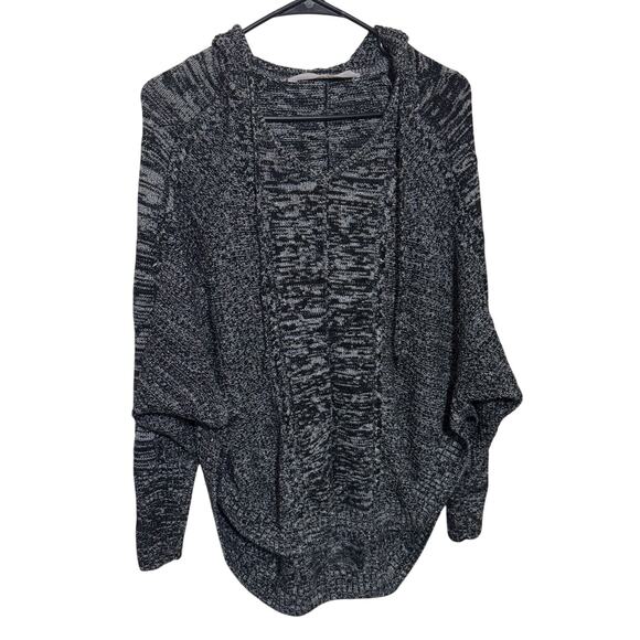 Athleta Black Hooded Knit Sweater Merino wool blend Marled Borealis S Oversized - Picture 1 of 9